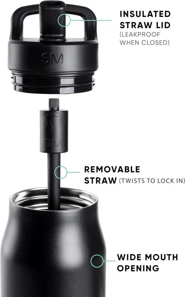 Alt view image 2 of 7 - Water Bottle with Straw lid | Insulated Stainless Steel Thermos | Reusable Travel Water Bottles for Gym & Sports | Leak Proof & BPA Free | 34oz Olive Grove