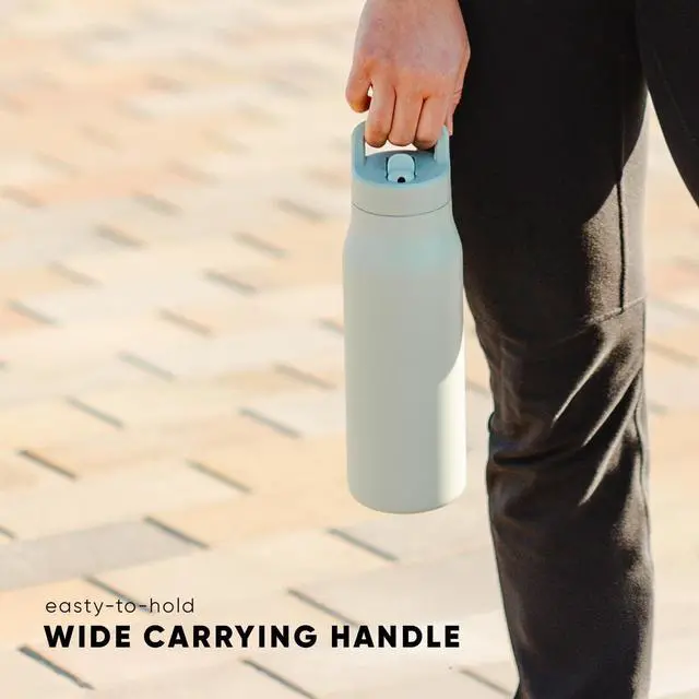 Alt view image 6 of 7 - Water Bottle with Straw lid | Insulated Stainless Steel Thermos | Reusable Travel Water Bottles for Gym & Sports | Leak Proof & BPA Free | 34oz Olive Grove