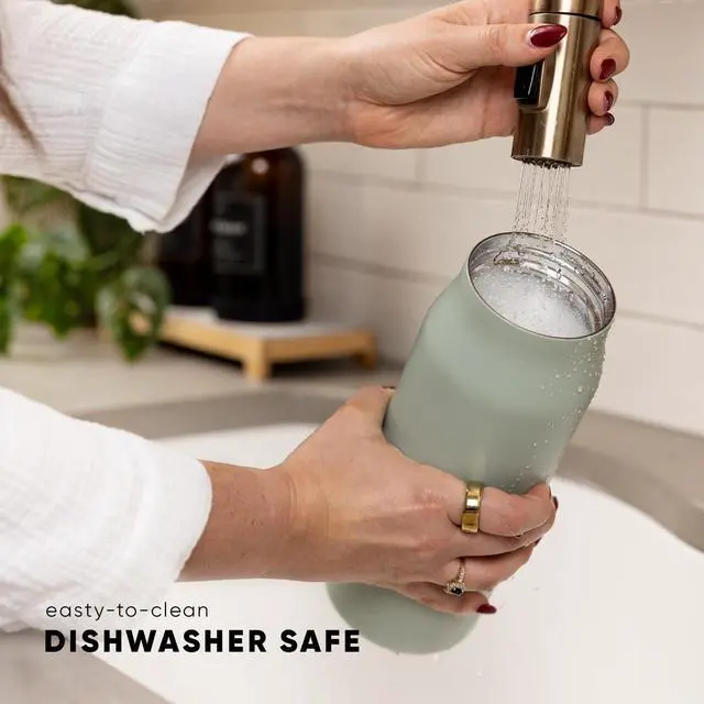 Alt view image 7 of 7 - Water Bottle with Straw lid | Insulated Stainless Steel Thermos | Reusable Travel Water Bottles for Gym & Sports | Leak Proof & BPA Free | 34oz Olive Grove