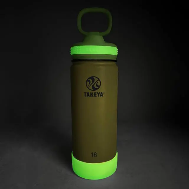 Alt view image 2 of 6 - Actives Kids Glow-in-the-Dark Water Bottle with Straw Lid - Stainless Steel Bottle with BPA-Free Lid - Reusable & Dishwasher-Safe Water Bottle - 18 oz Lightning Green