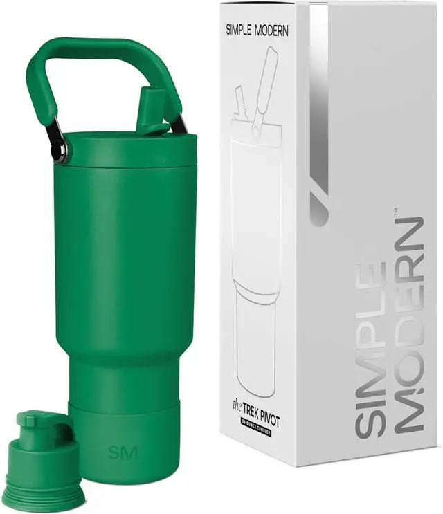 Main image of Trek Pivot | 30oz Flip Straw Tumbler with Handle | Water Bottle & Boot | Interchangeable Straw & Chug Lids | Insulated Stainless Steel Jug | Gym Sports Outdoors | Kelly Green
