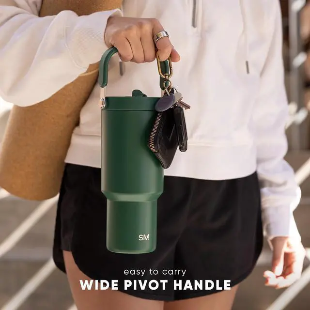 Alt view image 7 of 7 - Trek Pivot | 30oz Flip Straw Tumbler with Handle | Water Bottle & Boot | Interchangeable Straw & Chug Lids | Insulated Stainless Steel Jug | Gym Sports Outdoors | Kelly Green