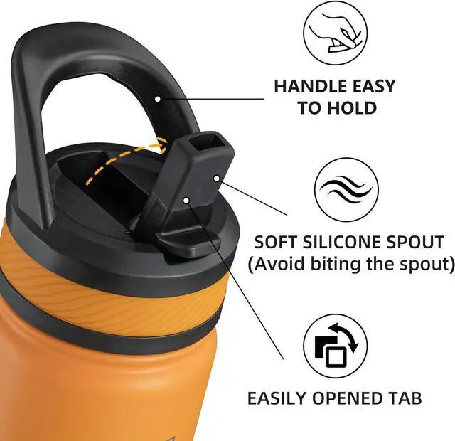 Alt view image 4 of 7 - 18 Oz Kids Insulated Water Bottle with Straw Lid  Stainless Steel Double Wall Vacuum Leak-Proof BPA-Free Water Bottles for School Boys & Girls(Yellow Orange)