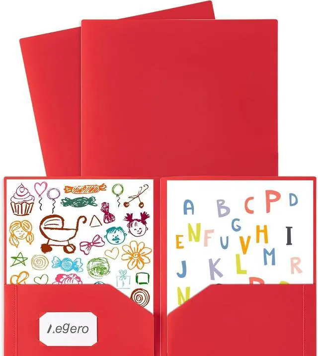 Alt view image 5 of 7 - Plastic Folders with Pockets (7 Pack Assorted Colors) Durable Heavy Duty File Folders with Business Card Slot 2-Pocket Folder for Schoolwork & Office Letter Size