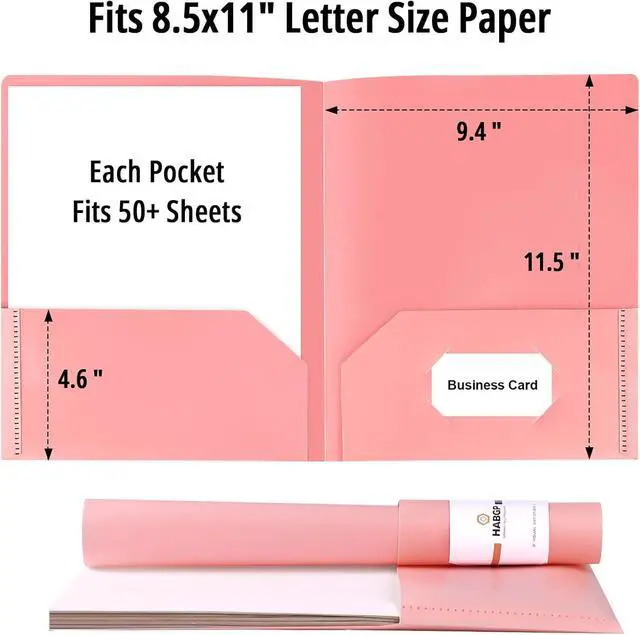 Alt view image 2 of 7 - HABGP 6 Pack Colored File Folders with Pockets and Business Card Holder Pastel Decorative Pocket Folders for Documents Cute Plastic Folders for Filing Cabinet School Office Resume Portfolio