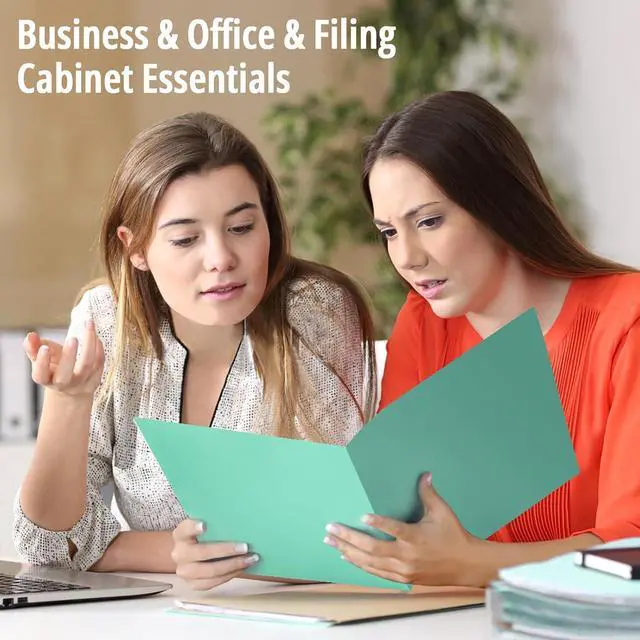 Alt view image 3 of 7 - HABGP 6 Pack Colored File Folders with Pockets and Business Card Holder Pastel Decorative Pocket Folders for Documents Cute Plastic Folders for Filing Cabinet School Office Resume Portfolio