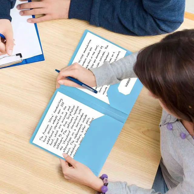 Alt view image 6 of 7 - HABGP 6 Pack Colored File Folders with Pockets and Business Card Holder Pastel Decorative Pocket Folders for Documents Cute Plastic Folders for Filing Cabinet School Office Resume Portfolio