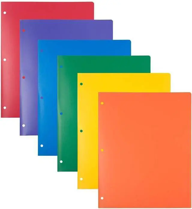Main image of JAM PAPER Heavy Duty Plastic 3 Hole Punch Pocket Folders - Extra Tough School Folders - Assorted Primary Colors - 6/Pack