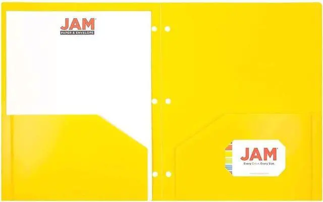 Alt view image 5 of 7 - JAM PAPER Heavy Duty Plastic 3 Hole Punch Pocket Folders - Extra Tough School Folders - Assorted Primary Colors - 6/Pack