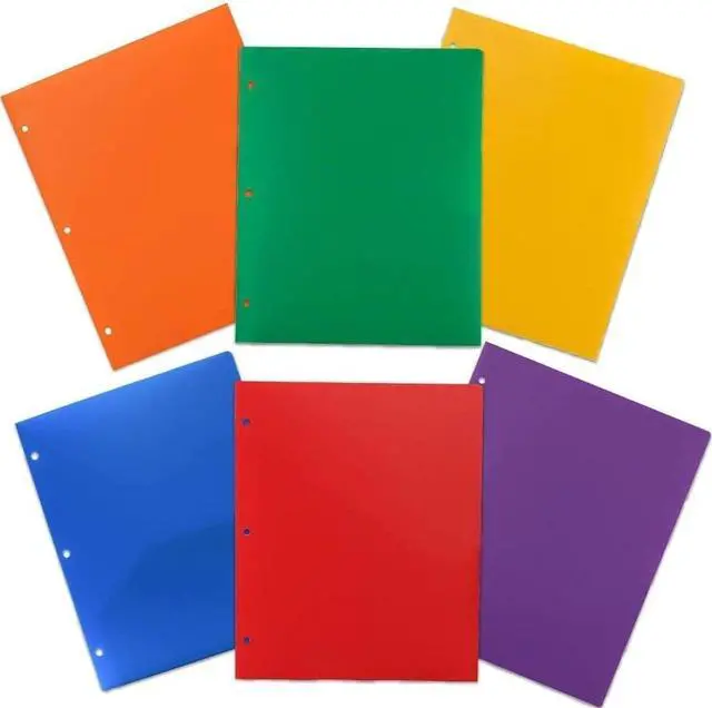 Alt view image 6 of 7 - JAM PAPER Heavy Duty Plastic 3 Hole Punch Pocket Folders - Extra Tough School Folders - Assorted Primary Colors - 6/Pack