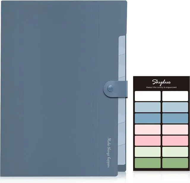 Alt view image 2 of 7 - Expanding File Organizer with 8 Pockets Accordion File Folders with Labels Portable Document Paper Bill Receipt Organizer Home College School Office Supplies Letter Size Blue