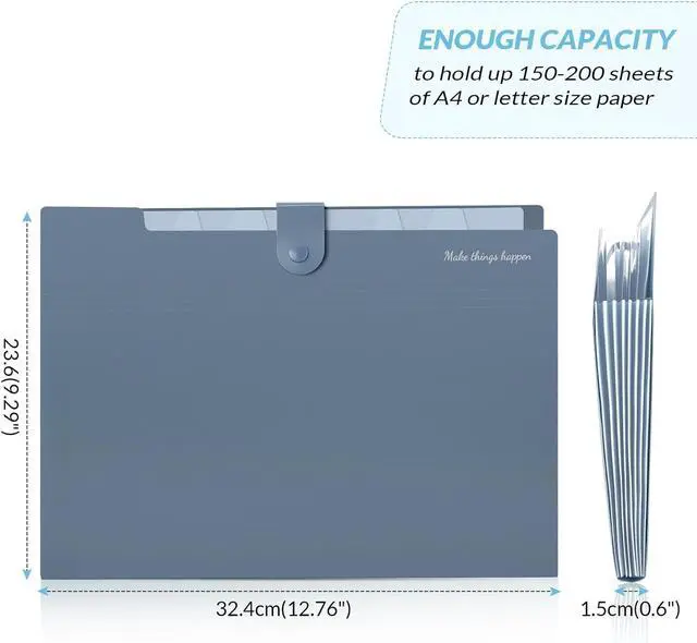 Alt view image 5 of 7 - Expanding File Organizer with 8 Pockets Accordion File Folders with Labels Portable Document Paper Bill Receipt Organizer Home College School Office Supplies Letter Size Blue