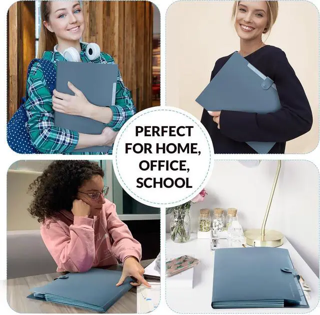 Alt view image 7 of 7 - Expanding File Organizer with 8 Pockets Accordion File Folders with Labels Portable Document Paper Bill Receipt Organizer Home College School Office Supplies Letter Size Blue