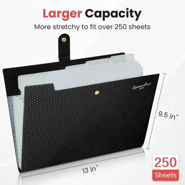 Alt view image 3 of 7 - Accordion File Organizer Letter Size Expanding File Folder with Labels 5 Pocket Folders for Documents Portable Paper Bill Receipt Organizer for Home School Office Supplies Black