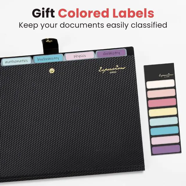 Alt view image 5 of 7 - Accordion File Organizer Letter Size Expanding File Folder with Labels 5 Pocket Folders for Documents Portable Paper Bill Receipt Organizer for Home School Office Supplies Black