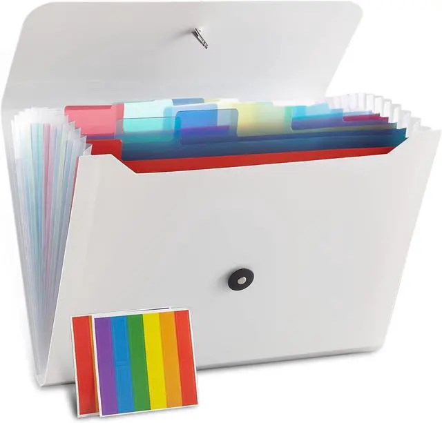 Alt view image 2 of 7 - Expanding File Folder File Organizer 13 Pockets File Organizer Accordion Filing Folder Expandable File Folder for Documents Aesthetic Paper Organizer Folder for Work School Home Office White