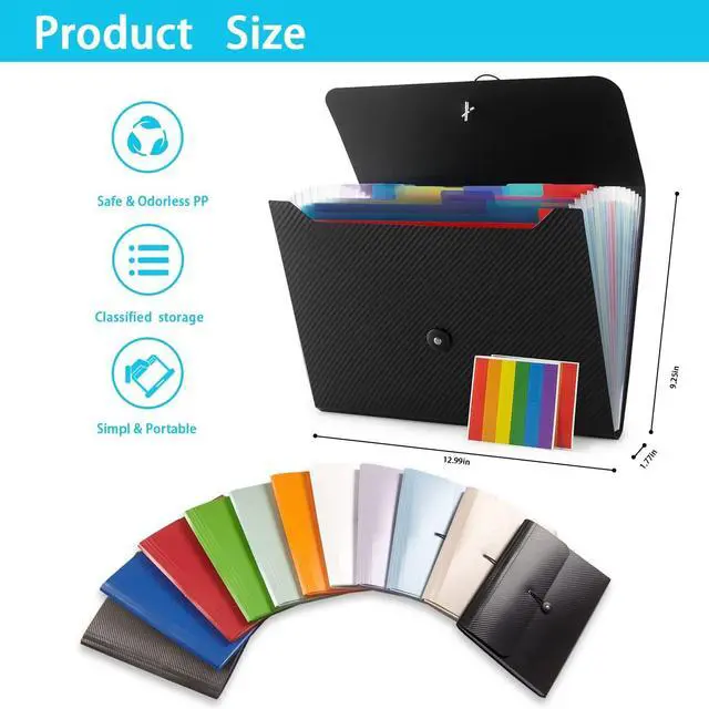 Alt view image 4 of 7 - Expanding File Folder File organizer 13 Pockets File Organizer Accordion Filing Folder Expandable File Folder for Documents Aesthetic Paper Organizer Folder for Work School Home Office Grey