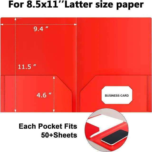 Alt view image 2 of 7 - HABGP Plastic Folders with Pockets 6 Color Heavy Duty Two Pocket Folder Business Card Holder for Office High School