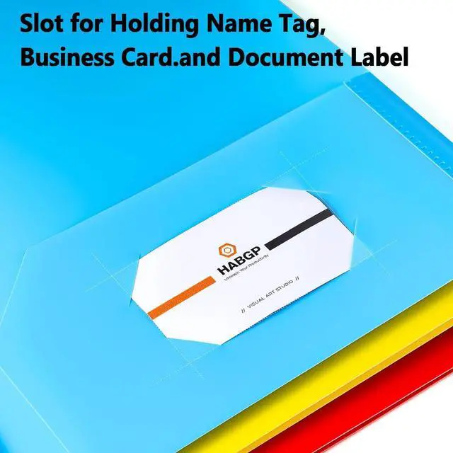 Alt view image 7 of 7 - Plastic Folders with Pockets 6 Color 48 Pcs Heavy Duty Two Pocket Folder Business Card Holder for Office High School