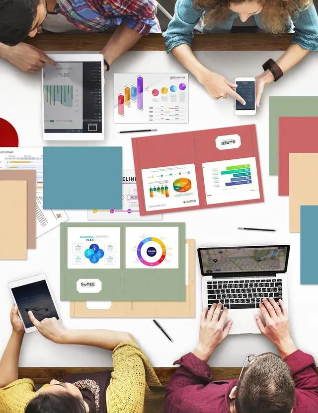 Alt view image 4 of 7 - Folders with Pockets(25 Pack Retro Colors) 2 Pocket Folders Fit Letter Size Paper Paper File Folder for School Office Home Bussiness