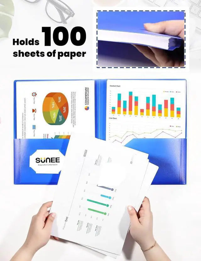 Alt view image 4 of 7 - Folders with Pockets (6 Pack Assorted Colors) Plastic Folders with Pockets Poly Folders for Documents Letter Size 2 Pocket Folders for Kids Home School Office