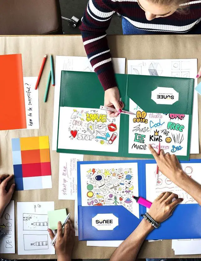 Alt view image 7 of 7 - Folders with Pockets (6 Pack Assorted Colors) Plastic Folders with Pockets Poly Folders for Documents Letter Size 2 Pocket Folders for Kids Home School Office