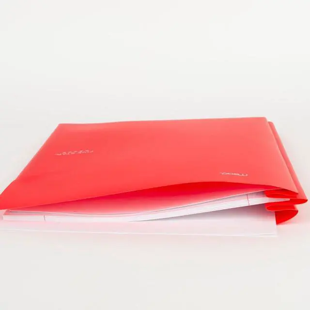 Alt view image 7 of 7 - 2-Pocket Folder 4 Pack Plastic Folder with Prong Fasteners Holds 8-1/2 x 11 Paper Black Fire Red Forest Green Pacific Blue (38140)