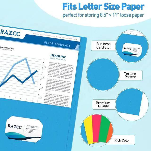 Alt view image 3 of 7 - Two Pocket Folders 125 Pack File Folders with Pockets Fit Letter Size Paper Thick Paper File Folder for School Office Business Home Assorted 5 Colors