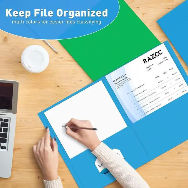 Alt view image 6 of 7 - Two Pocket Folders 125 Pack File Folders with Pockets Fit Letter Size Paper Thick Paper File Folder for School Office Business Home Assorted 5 Colors