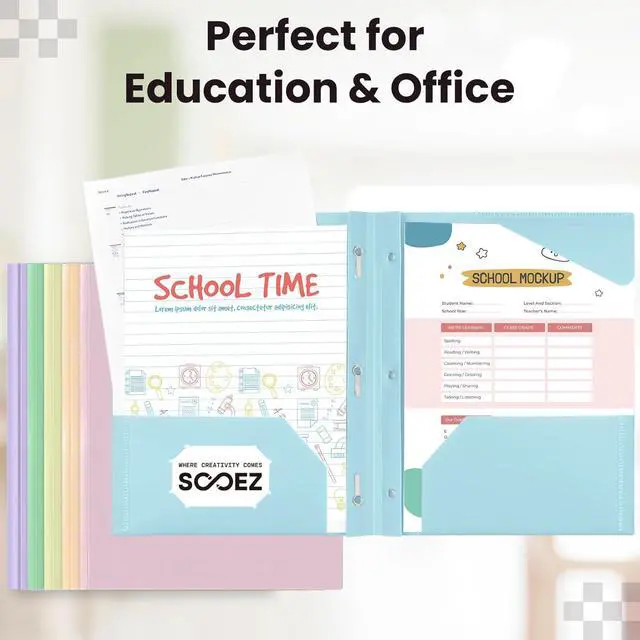 Alt view image 6 of 6 - Folders with Pockets and Prong 6 Pack Pastel Colors File Folders with Prongs 2 Pocket Folders Bulk Plastic Folder School Folder College Supplies Aesthetic Nursing Cute School Supplies