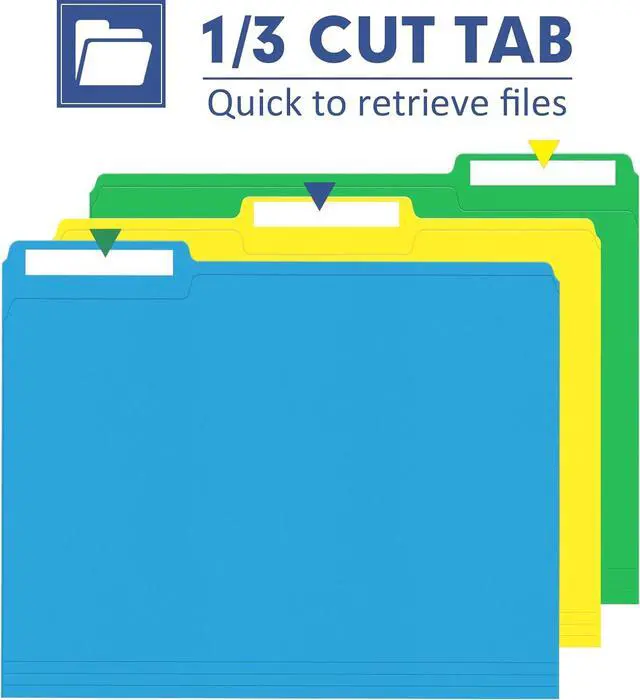 Alt view image 3 of 7 - File Folder 120 Pack Colored File Folder 1/3 Cut Tab Letter Size Assorted 6 Colors Filing Folder for Office School Business