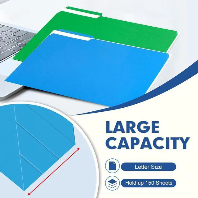 Alt view image 4 of 7 - File Folder 120 Pack Colored File Folder 1/3 Cut Tab Letter Size Assorted 6 Colors Filing Folder for Office School Business