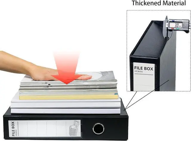 Alt view image 4 of 7 - 6 Pack Foldable A4 Box Files Plastic Archive Folders 65mm Spine Document Box for OfficeBlack