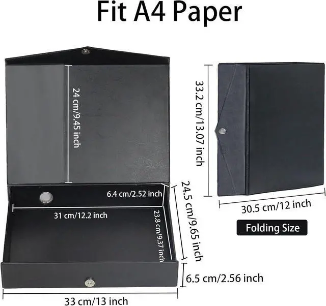 Alt view image 5 of 7 - 6 Pack Foldable A4 Box Files Plastic Archive Folders 65mm Spine Document Box for OfficeBlack