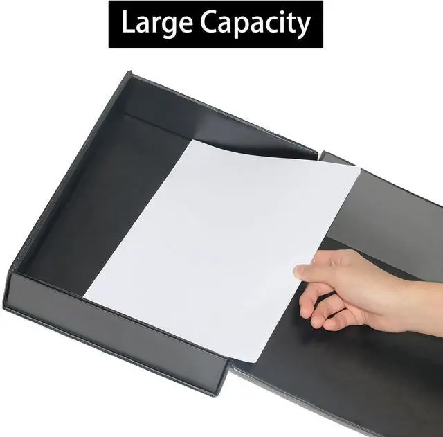 Alt view image 6 of 7 - 6 Pack Foldable A4 Box Files Plastic Archive Folders 65mm Spine Document Box for OfficeBlack