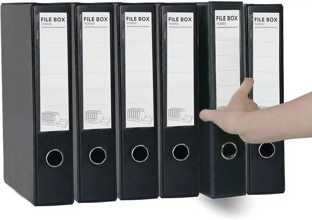 Alt view image 7 of 7 - 6 Pack Foldable A4 Box Files Plastic Archive Folders 65mm Spine Document Box for OfficeBlack