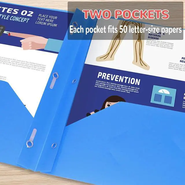 Alt view image 3 of 7 - 8 Pack Multicolor Plastic Two Pocket Folders Plastic Folders with 2 Pockets 3 prongs and Card Slot Heavy Duty Plastic Folders for School Home and Work