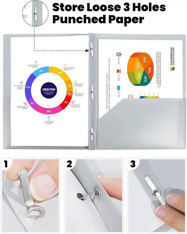Alt view image 3 of 7 - 3-Prong Plastic Folders with Pockets (6 Pack Pastel Colors) 2 Pocket Folders with Fasteners Tear-Resistant Plastic Pockets and Fit Letter Size Paper Use for School Office Home Business