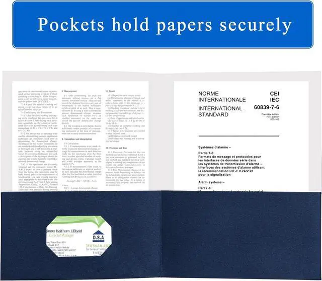 Alt view image 3 of 7 - 50 Packs Two Pocket File Folders with Business Card Slot Textured Paper Letter Size Holds 100 Plus Sheets for School Office Business Royal Blue