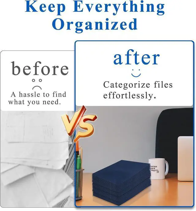 Alt view image 5 of 7 - 50 Packs Two Pocket File Folders with Business Card Slot Textured Paper Letter Size Holds 100 Plus Sheets for School Office Business Royal Blue