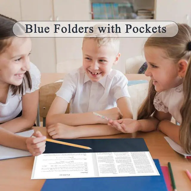 Alt view image 6 of 7 - 50 Packs Two Pocket File Folders with Business Card Slot Textured Paper Letter Size Holds 100 Plus Sheets for School Office Business Royal Blue