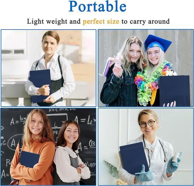 Alt view image 7 of 7 - 50 Packs Two Pocket File Folders with Business Card Slot Textured Paper Letter Size Holds 100 Plus Sheets for School Office Business Royal Blue