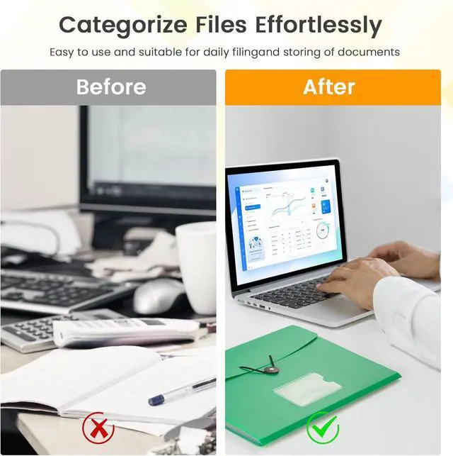 Alt view image 4 of 7 - 5 Pack 7-Pockets Expanding File Folder Accordion File Organizer A4 Letter Size Paper Document Receipt Holder for School Office Supplies