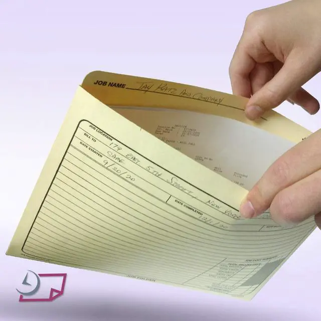 Alt view image 6 of 7 - - Job Folders Manila File Jacket 10 x 12  Heavy Duty - Preprinted to Track Job Progress Calculating Cost and Customer Correspondences - 50 Folders