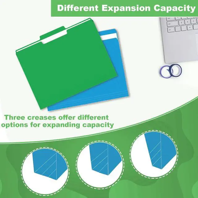 Alt view image 4 of 7 - File Folder 30 Pack 1/3 Cut Tab File Folders Colored File Folders Designed for Office and Classroom Use Letter Size Assorted 6 Colors