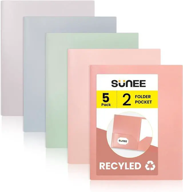 Main image of Folders with Pockets 5 Pack Recycled File Folders Fit 8.5x11 Letter Size Paper Pocket Folders for School Plastic Folders with Pockets and Business Vintage Colors