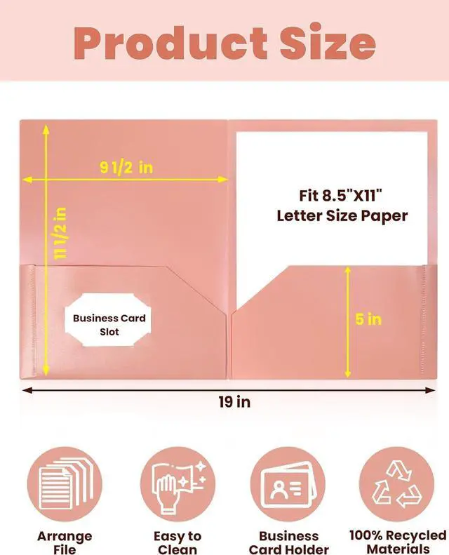 Alt view image 2 of 7 - Folders with Pockets 5 Pack Recycled File Folders Fit 8.5x11 Letter Size Paper Pocket Folders for School Plastic Folders with Pockets and Business Vintage Colors