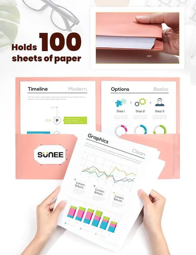 Alt view image 5 of 7 - Folders with Pockets 5 Pack Recycled File Folders Fit 8.5x11 Letter Size Paper Pocket Folders for School Plastic Folders with Pockets and Business Vintage Colors