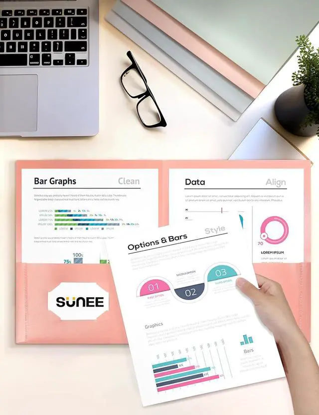 Alt view image 6 of 7 - Folders with Pockets 5 Pack Recycled File Folders Fit 8.5x11 Letter Size Paper Pocket Folders for School Plastic Folders with Pockets and Business Vintage Colors