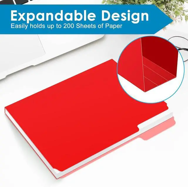 Alt view image 5 of 7 - Two Tone Color File Folders 8.5 x 11 Inch 1/3 Cut Tab File Folders Letter Size Assorted Colors Blue Red Green Yellow Orange Manila File Folders School Business Office Folders for Document -15 Pack